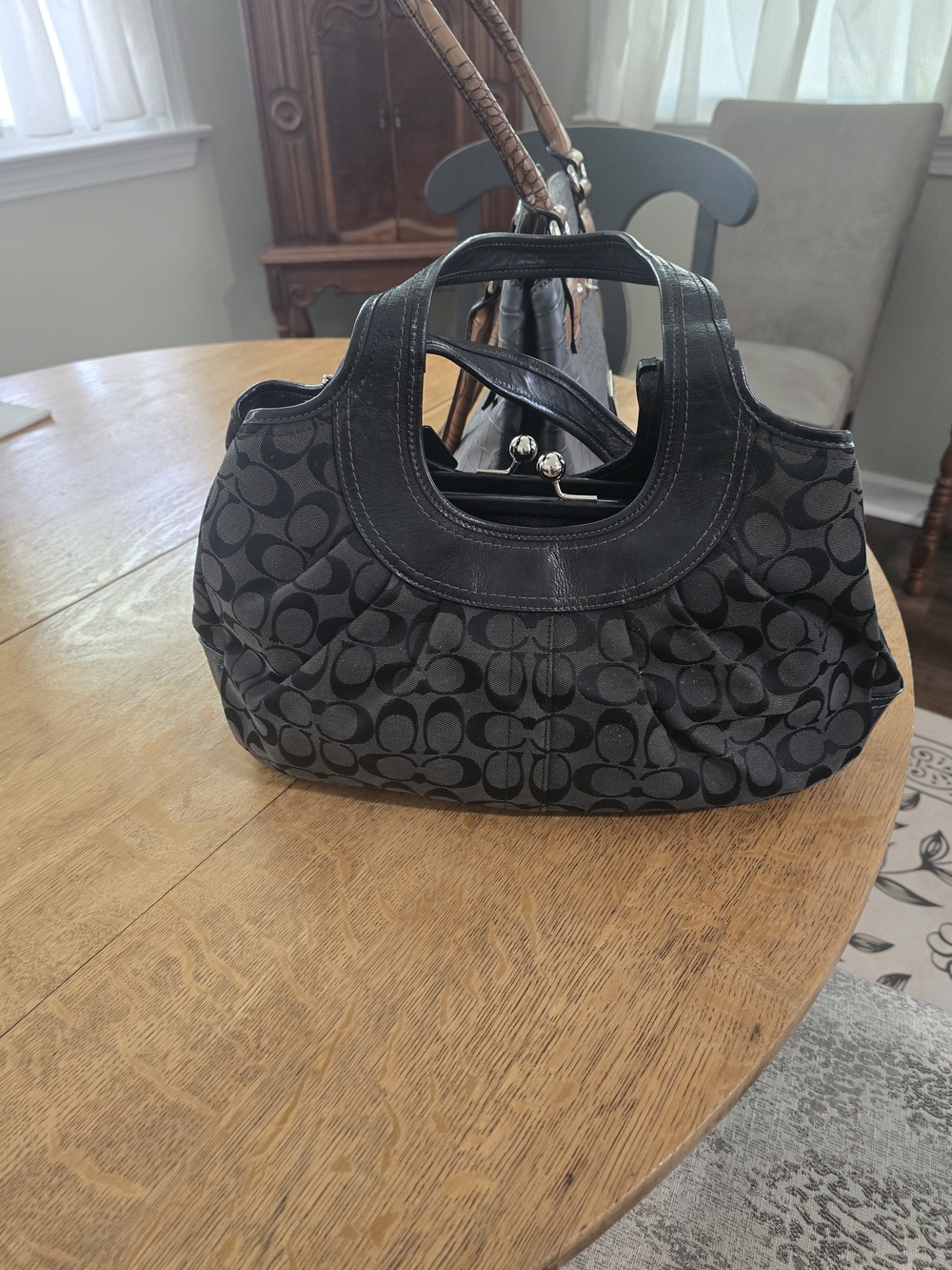 Coach Black Signature Canvas Shoulder Bag